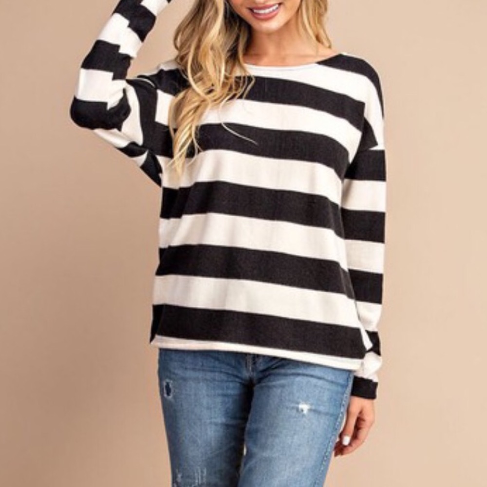 Striped Twisted Back Sweater